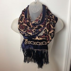 Lucy Silk Luxurious  Fringed Burnout Silk Shawl/Wrap Retro, Boho